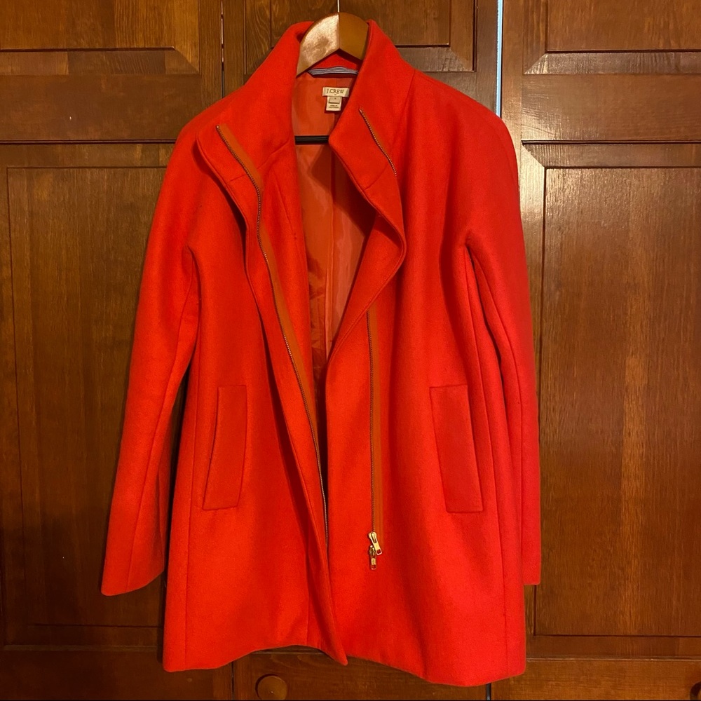 J. Crew Factory Orange Stadium Peacoat - Picture 2 of 3